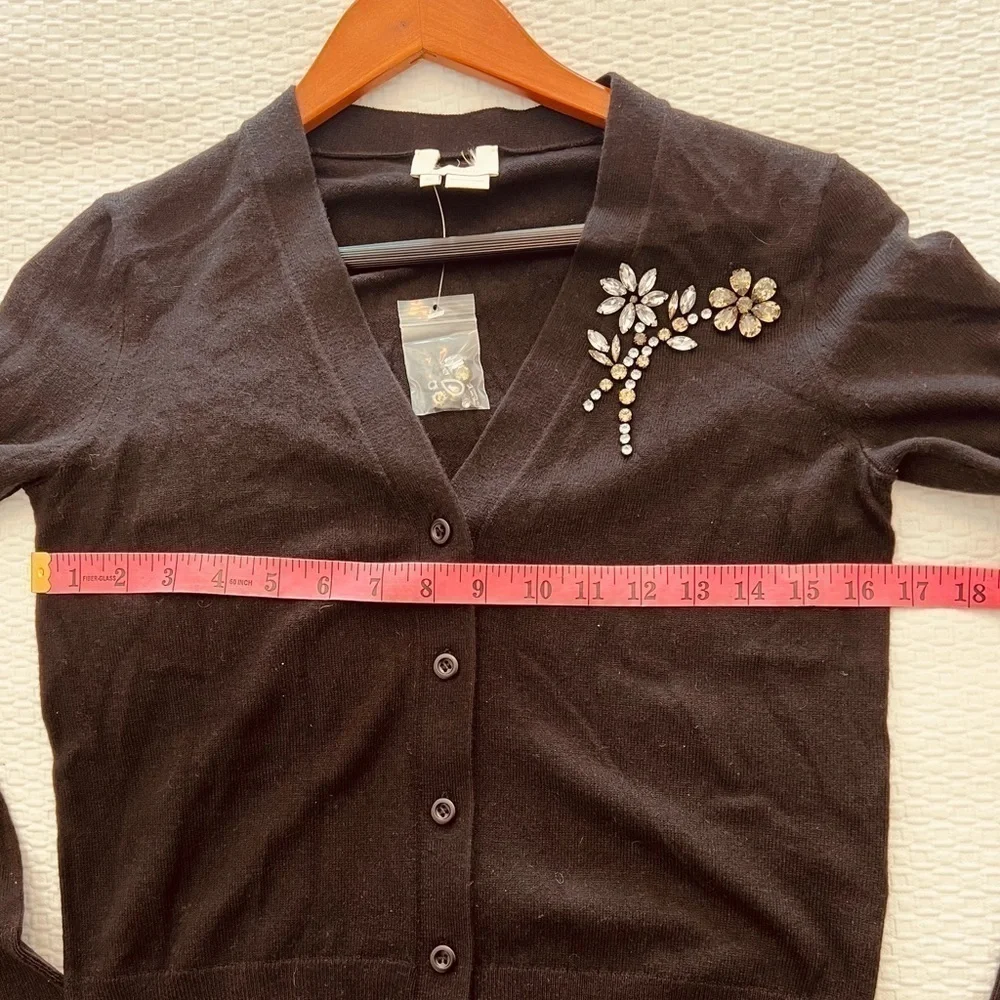 Kate Spade Black Embellished Brooch Cardigan Size XS